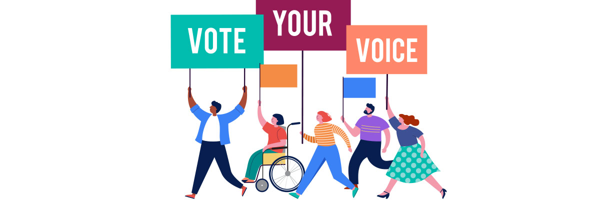 Personas pidiendo el voto