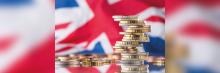 Bandera inglesa con monedas